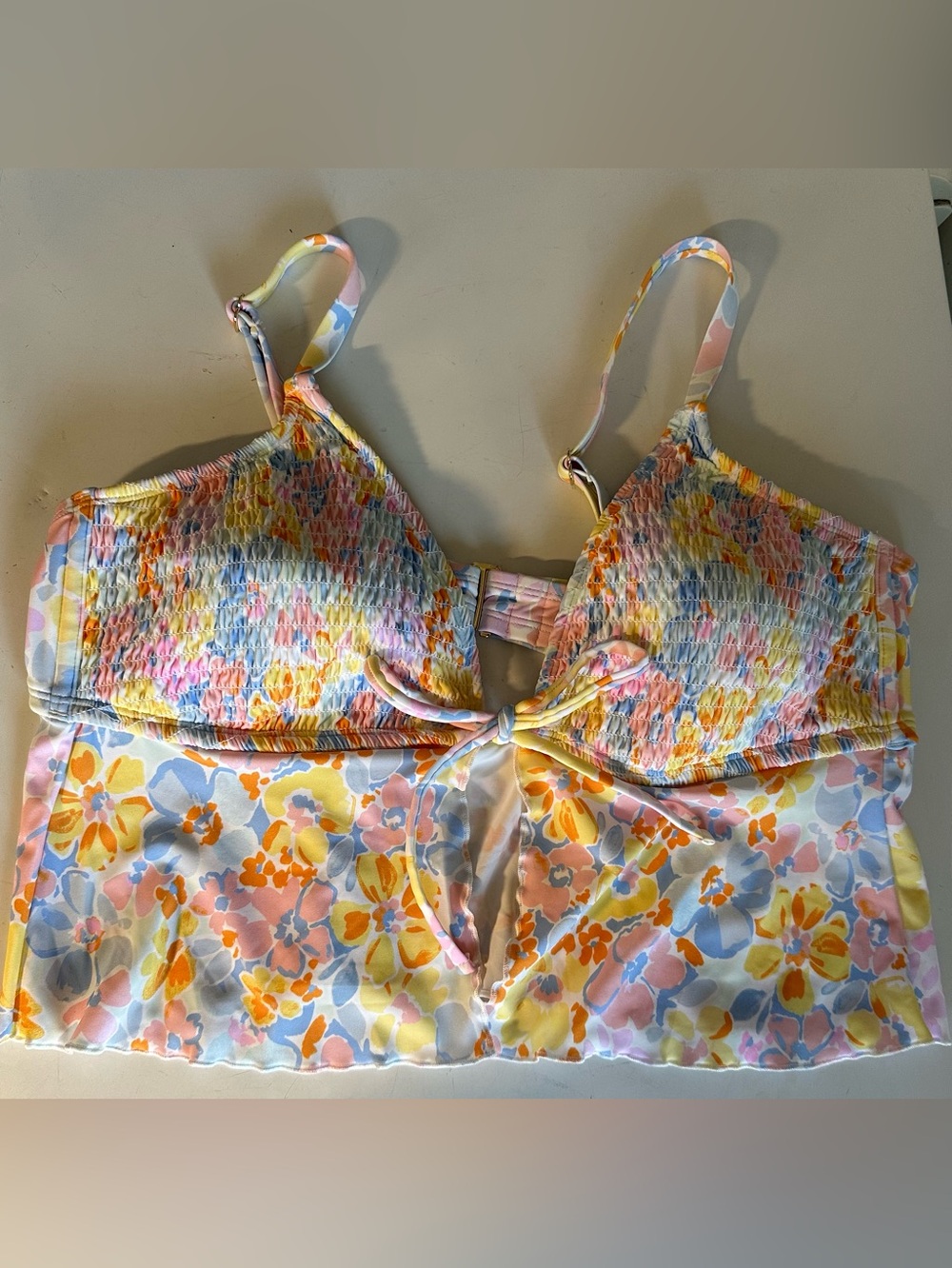 wild fable Pastel Floral Tie-Front Bralette in White and Yellow